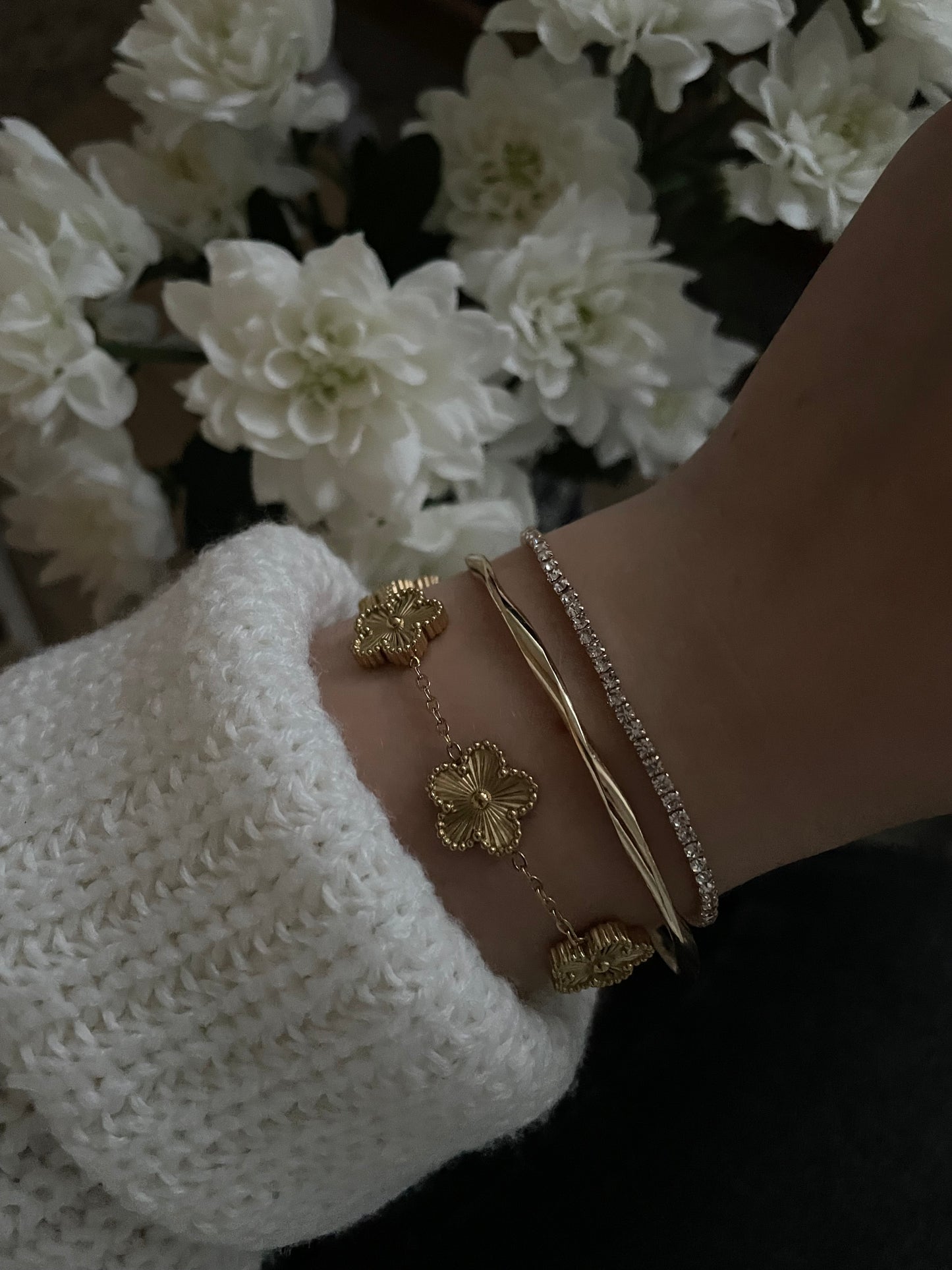 3x bracelet stack, golden bracelet set