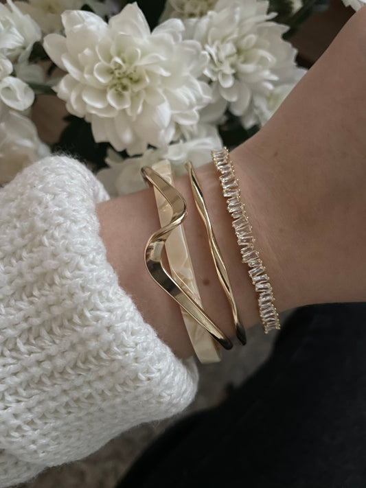 3x bangle stack, golden bracelet set