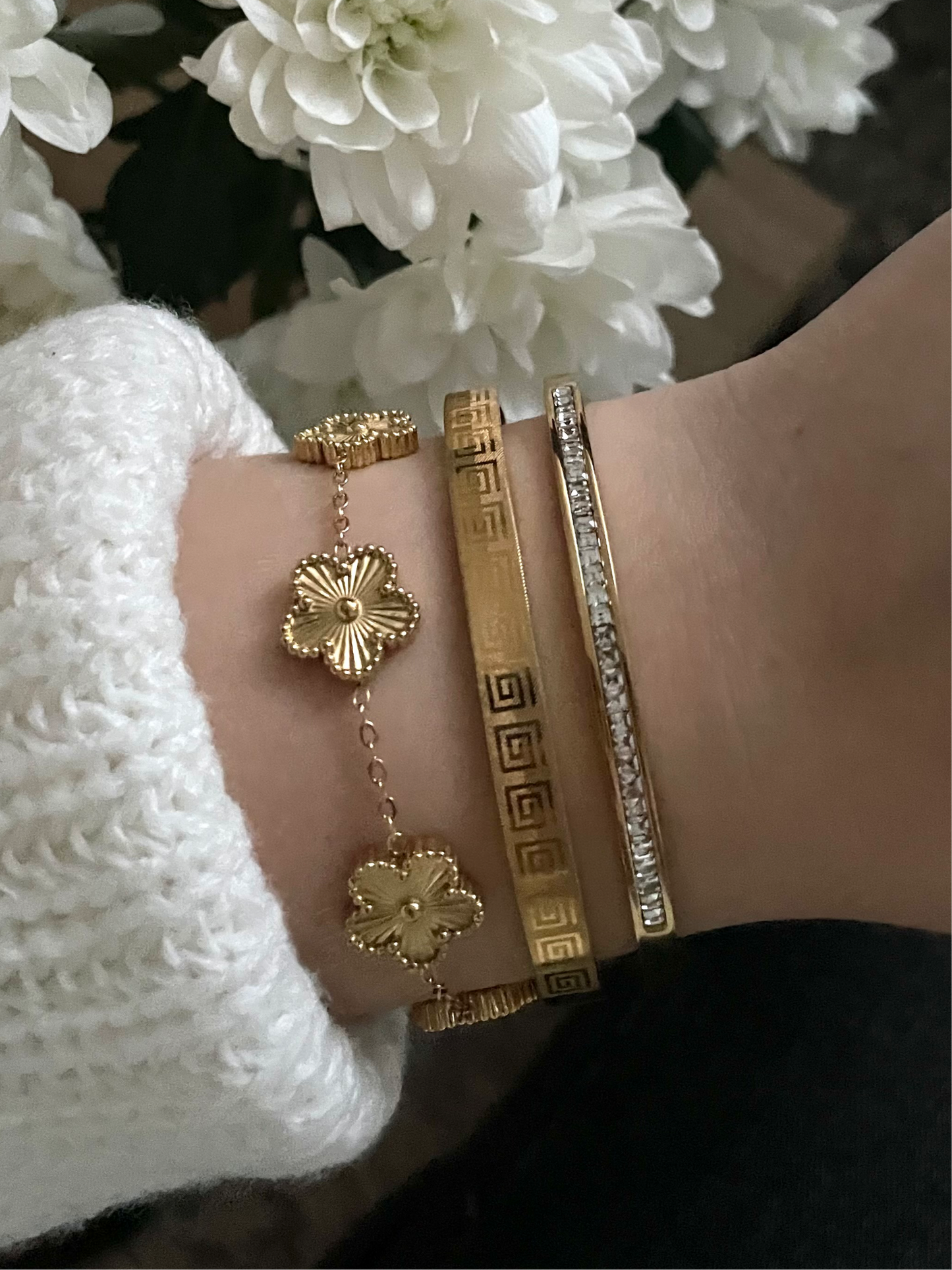 3x bracelet stack, golden bracelet set