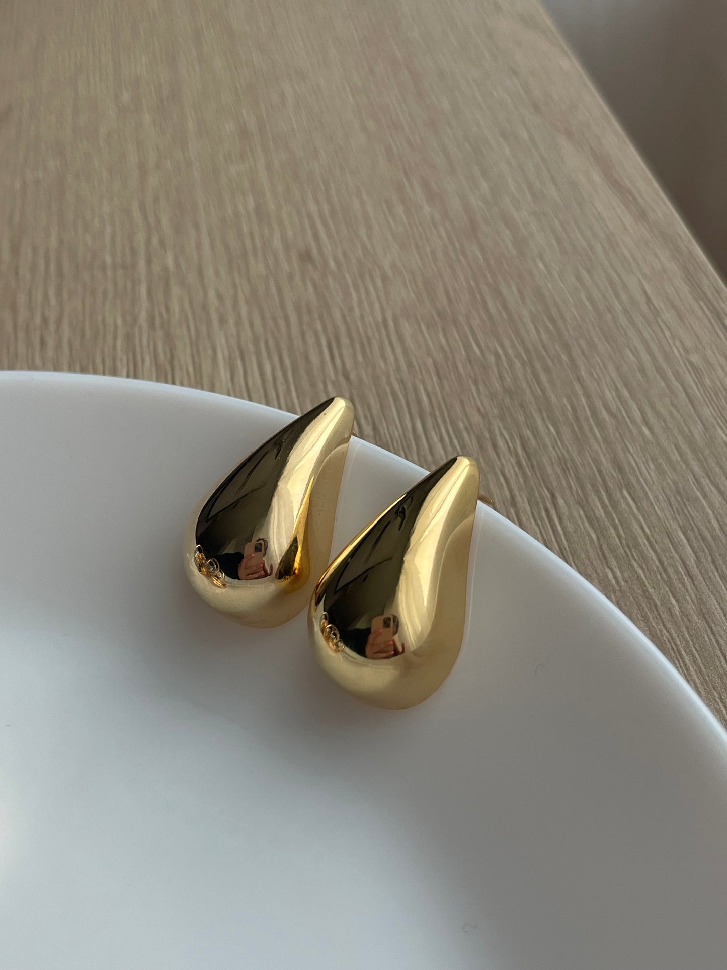 Chunky Gold Teardrop Earrings, Drop earrings, Gold Kylie earrings, Chunky Hoops