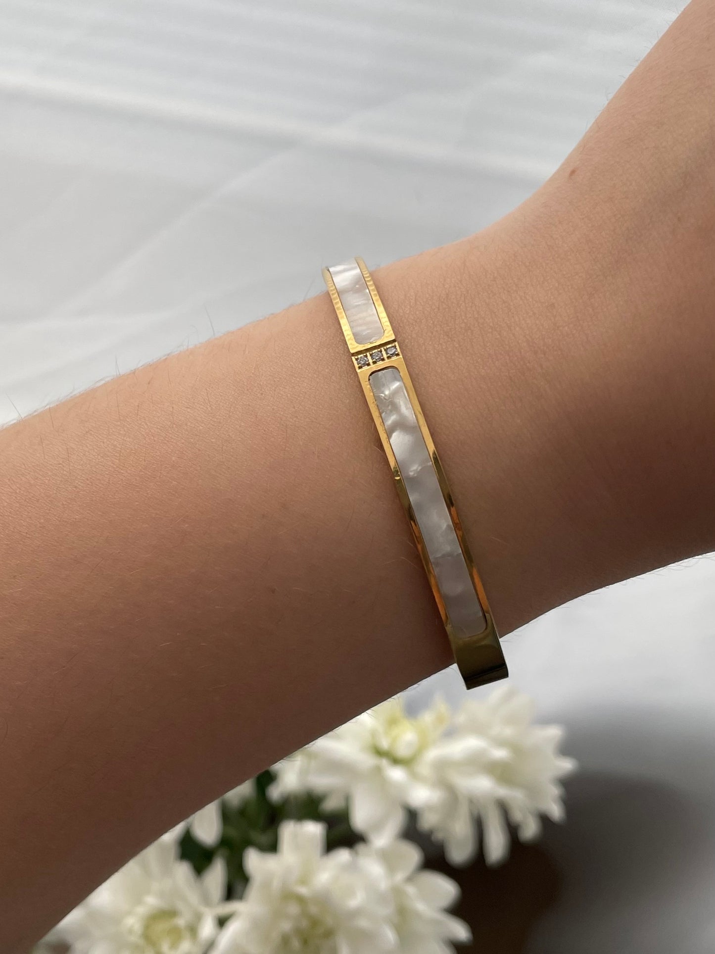 Golden Marble bangle, Stainless Steel, durable everyday jewelry