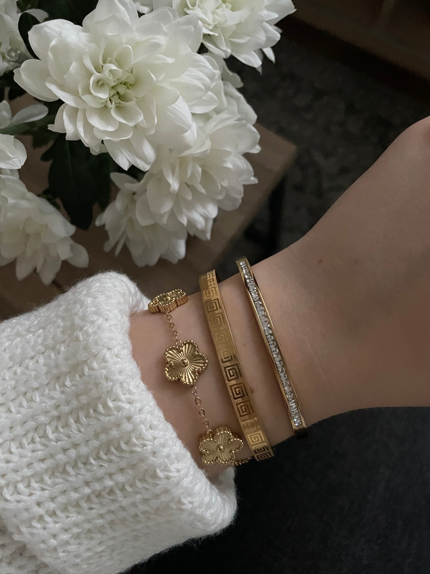 3x bracelet stack, golden bracelet set