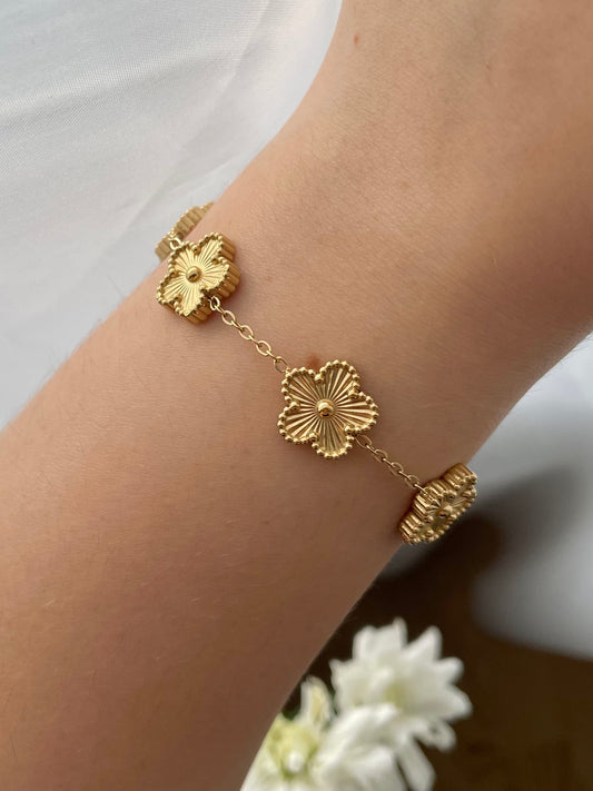 Clover flower bracelet, stainless steel, golden jewelry, trendy