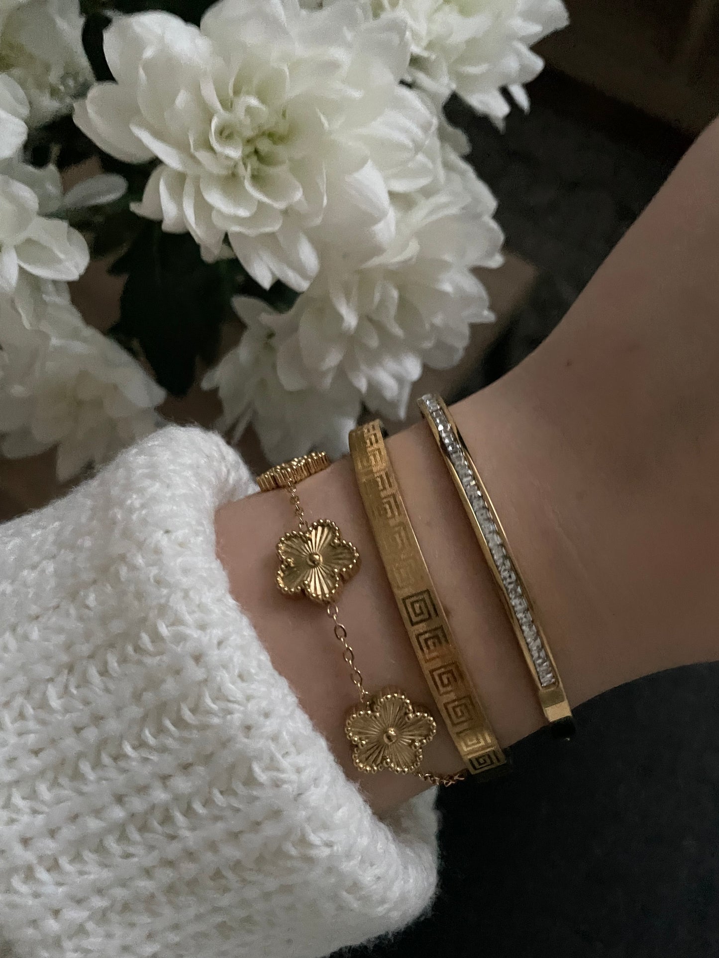 3x bracelet stack, golden bracelet set