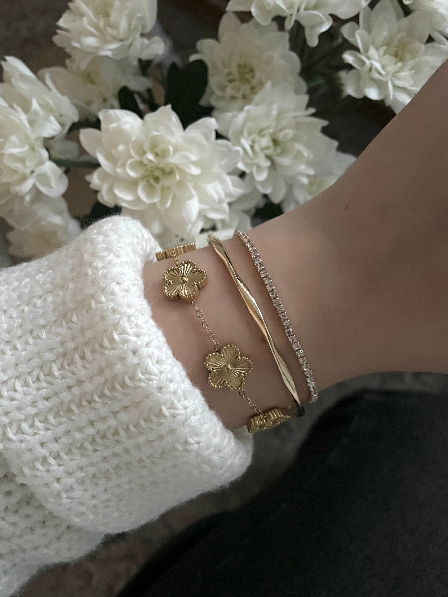 3x bracelet stack, golden bracelet set