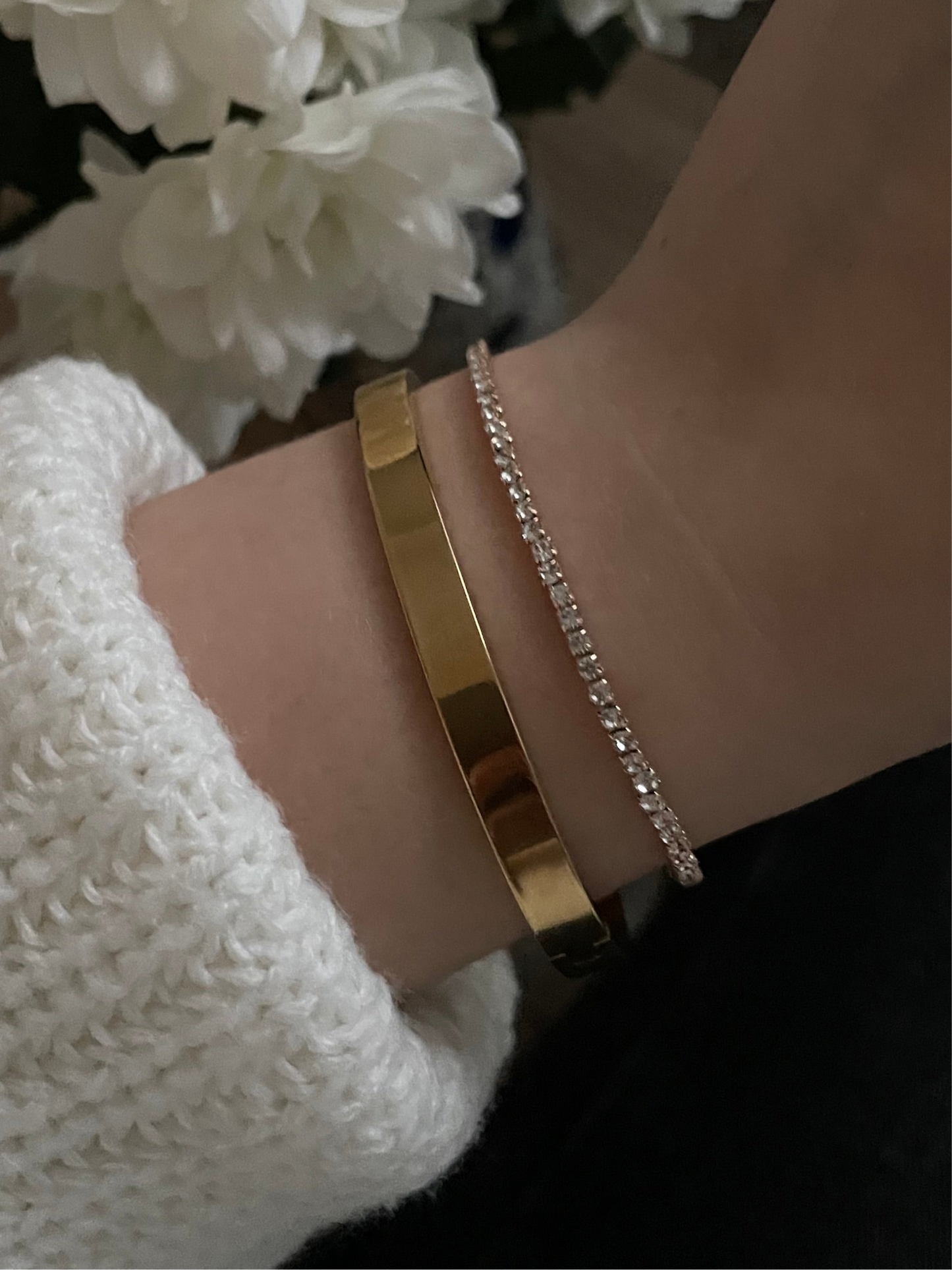 2x bangle stack, golden bracelet set