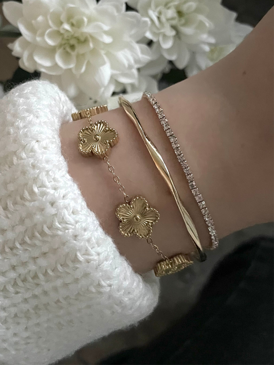 3x bracelet stack, golden bracelet set