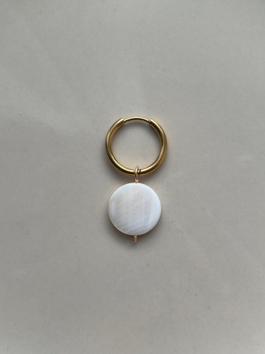 Mother-of-Pearl Flat Circle Charm for earrings/necklace