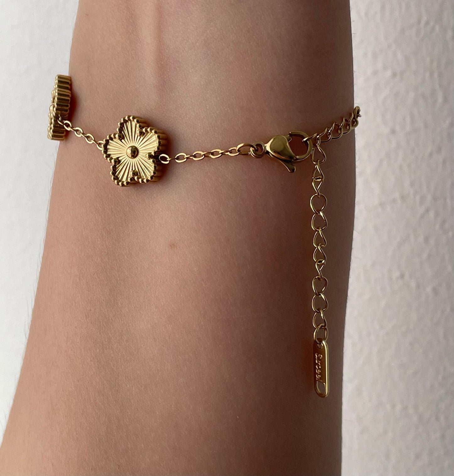 Clover flower bracelet, stainless steel, golden jewelry, trendy