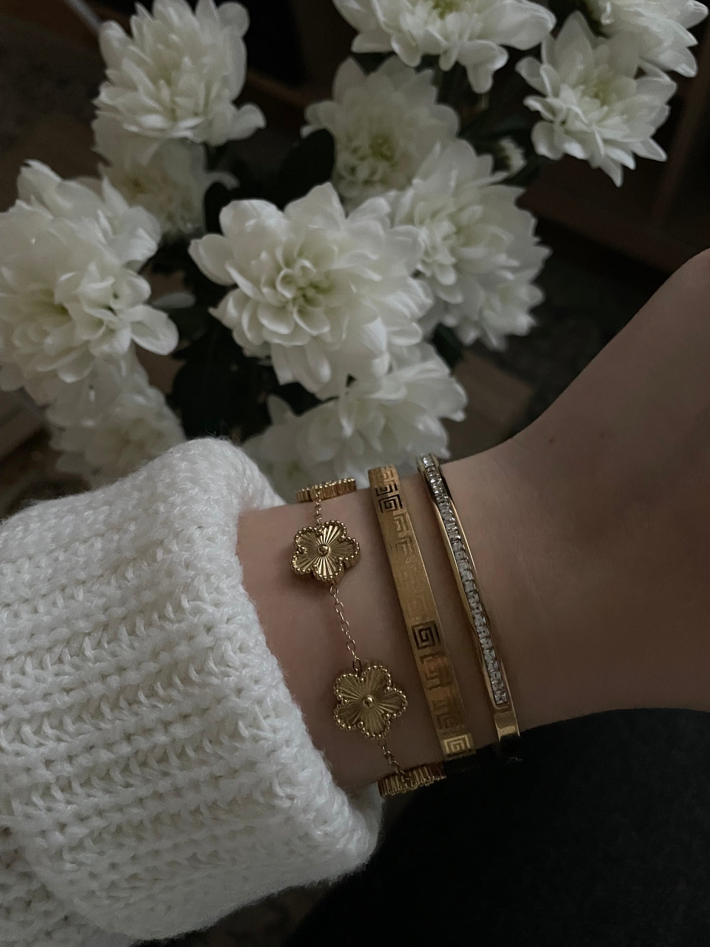 3x bracelet stack, golden bracelet set