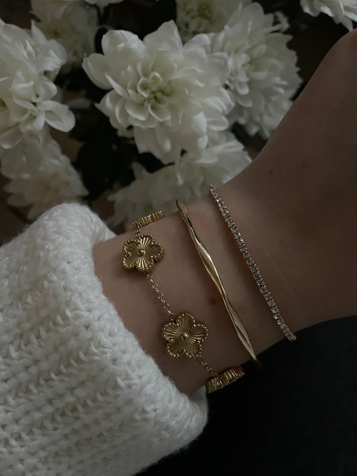 3x bracelet stack, golden bracelet set