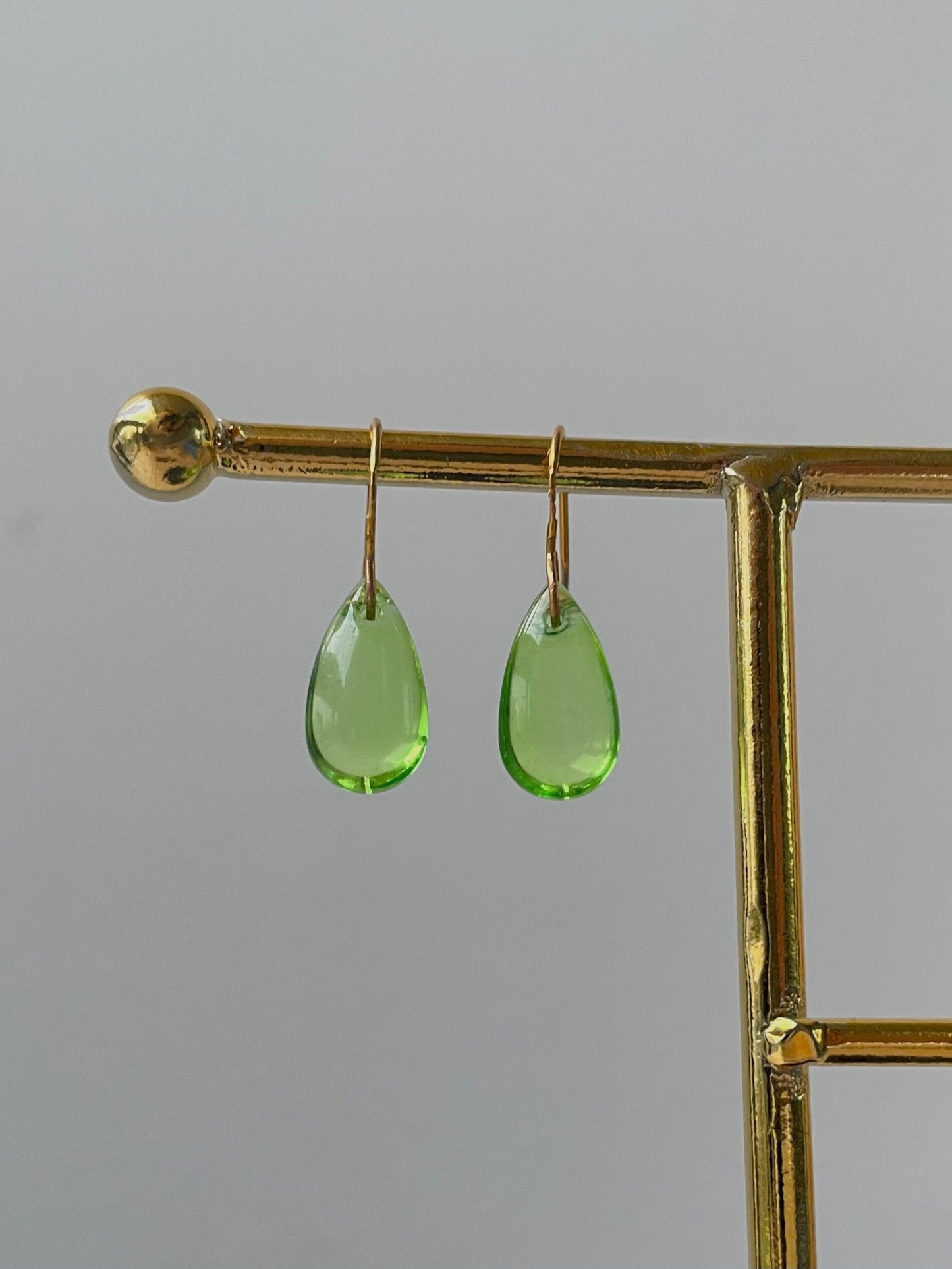 Green Glass Teardrop Jewelry Set, Glass earrings and Necklace, transparent jewelry, glass beaded set, Mother's Day Gifts, waterdrop, drop earrings, Bridal Jewelry set, Crystal Jewelry set 