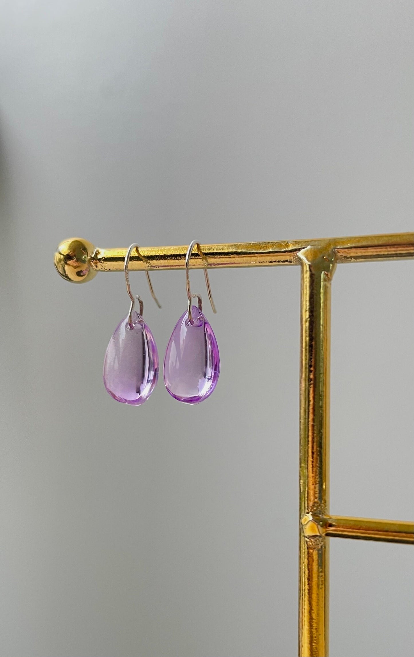 Purple Glass Teardrop Jewelry Set, Glass earrings and Necklace, transparent jewelry, glass beaded set, Mother's Day Gifts, waterdrop, drop earrings, Bridal Jewelry set, Crystal Jewelry set