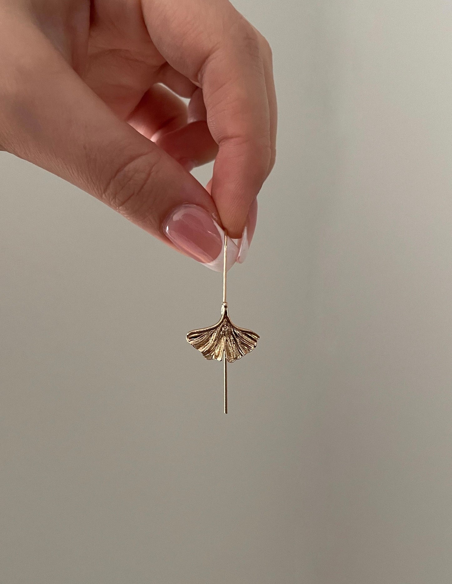 Bronzy Ginkgo Leaf earrings, Dangle Drop Flower earrings, bronze earhook earrings